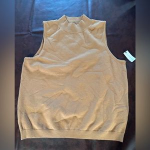 NWT Camel Anthropologie Mockneck Sweater Vest Womens XL